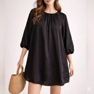 011 WILFRED Women's Freida Black Silky Mini Dress, Medium